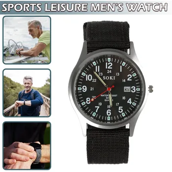 Нови Мъжки Спортни Часовници, Кожени Ежедневни Ръчен Часовник С Дата, Кварцов Часовник, Бизнес И Модерни Мъжки Часовник 0