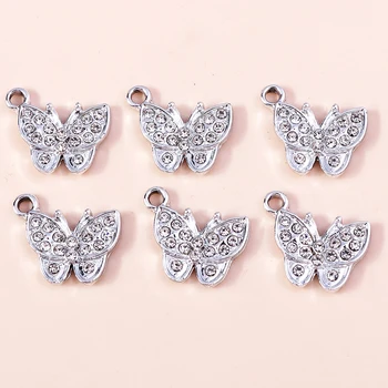 10шт 17x18 мм Красиви Кристални Висулки с Пеперуди под формата на Животни, Висулки за Бижута, Висящи Обеци, Колиета и Ключодържатели, Ръчно изработени Подаръци 0