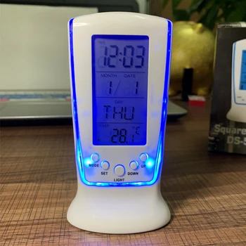 Мини Цифров Часовник С Led Подсветка Календар Температурен Термометър с LCD Екран на Музикалния Звън на Будилник 0
