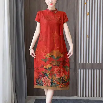 2022 китайското рокля ципао ципао ципао китайското вечерна рокля с флорални принтом източното шифоновое вечерна рокля ципао елегантна вечерна рокля ципао 0