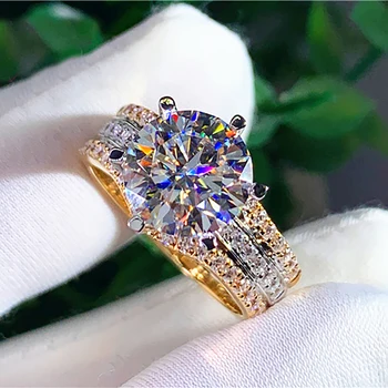 Пръстен от жълто злато 10K Au10, Годежен Пръстен За Сватбеното парти, диамантен пръстен от муассанита 1, 2, 3, 4, 5 Карата, Сватбени Комплекти, Crown, Модерен 0