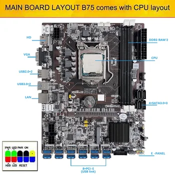 HOT нови B75 12 карти GPU БТК дънна Платка за майнинга + процесор G620 + Вентилатор + Термопаста + Кабел превключвател Слот 12XUSB3.0 LGA1155 DDR3 RAM MSATA 1